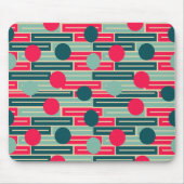 ピンク、ライトブルー、ティール（緑がかった色）長方形と円 マウスパッド (正面)