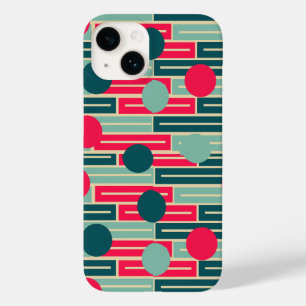 ピンク、ライトブルー、ティール(緑がかった色)長方形と円 Case-Mate iPhone 14ケース