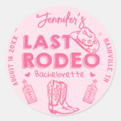 ピンク ラスト ロデオカウガール バチェロレッテパーティー ラウンドシール (正面)