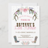 ピンク ラスト ロデオ ブライズメイド パーティー 招待状 (正面)