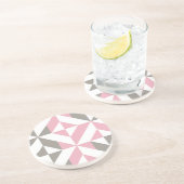 ピンク ラズベリー シルバー ジオメトリック ゼブラ コースター (側面)