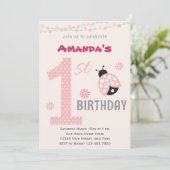 ピンク·ラディバグの誕生日パーティーの招待 招待状 (スタンド正面)