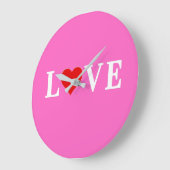 ピンク・ラブロマンチックエレガント ラージ壁時計 (傾斜)