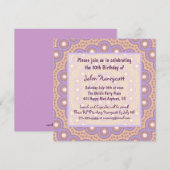 ピンク＆ラベンダーサークル誕生日パーティー招待状 招待状 (正面/裏面)