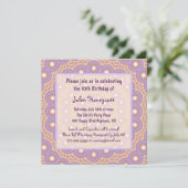 ピンク＆ラベンダーサークル誕生日パーティー招待状 招待状 (スタンド正面)