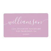 ピンク ラベンダー スクリプト ファミリー 返信住所 ラベル (正面)