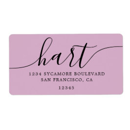 ピンク ラベンダー スクリプト ファミリー 返送先住所ラベル ラベル