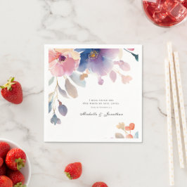 ピンク ラベンダー 花のクリスチャン聖書の一節 ウェディング スタンダードカクテルナプキン