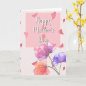 ピンク&ラベンダー 花の母の日カード カード (黄色い花)