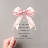 ピンク リボン パール ガール 高級 結婚式 ウェルカムアーチ アクリル招待状 (インサイチュ (ポータブル))
