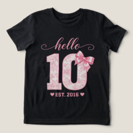 ピンク リボン フラワー 10度目のパーティー|Hello 10 バースデー トライブレンドTシャツ
