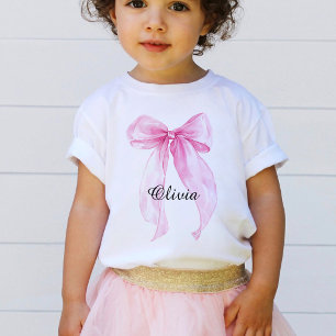 ピンク リボン リボン ナーサリー ベビーTシャツ