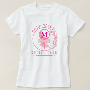 ピンク リボン リース モノグラム ゴルフ 妻 ソーシャル クラブ Tシャツ