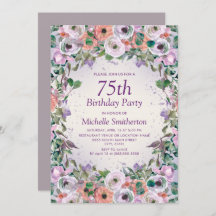 ピンク リラック パープル 水彩 花 75歳の誕生日