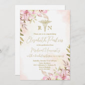ピンク・リリー看護卒業式パーティー 招待状 (正面/裏面)