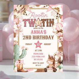 ピンク ルーティン ツー チン 2歳の誕生日 招待状