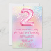 ピンク・レインボー2回目の誕生日 招待状 (正面)