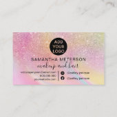 ピンク·レインボー·ユニコーン·マーブル·グリッターハート化粧 ロイヤリティカード (裏面)