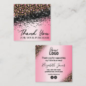 ピンク·レオパード·プリントご注文ありがとうございました スクエア名刺 (正面/裏面)