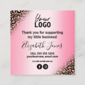 ピンク·レオパード·プリントご注文ありがとうございました スクエア名刺 (裏面)