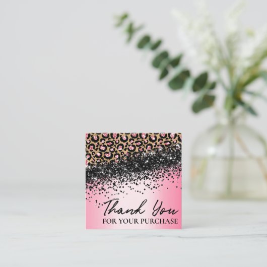 ピンク·レオパード·プリントご注文ありがとうございました スクエア名刺 (スタンド正面)