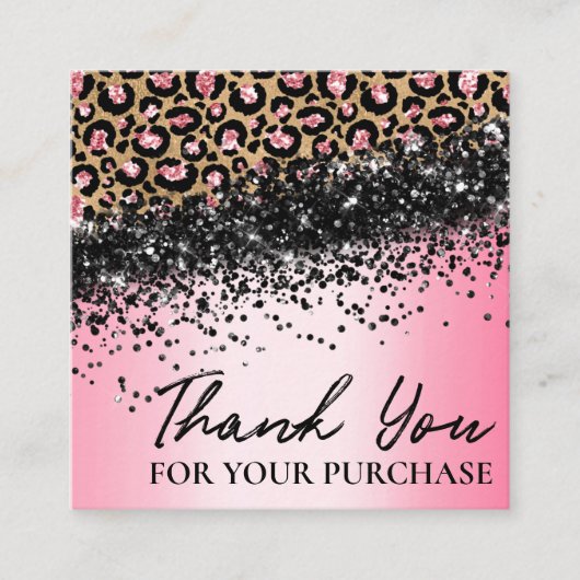 ピンク·レオパード·プリントご注文ありがとうございました スクエア名刺 (正面)