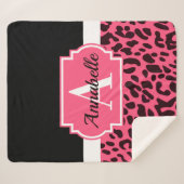ピンク·レオパード·プリント シェルパブランケット (正面(横))