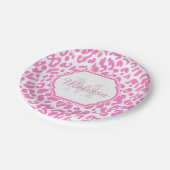 ピンク·レオパード·プリント ペーパープレート (アングル)