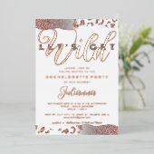 ピンク レッツ ゲット ワイルド アニマル プリント ブライズテイル バッハ 箔招待状 (立ち正面)