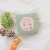 ピンク&レッドお洒落クリスマススノーフレークファミリー ラウンドシール