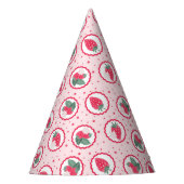 ピンク&レッドのかわいいイチゴの誕生日パーティー帽子 パーティーハット (正面)
