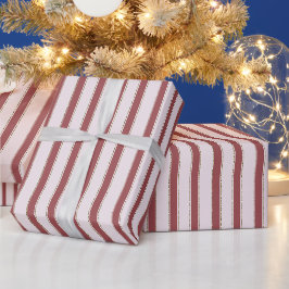 ピンク+レッドのストライプ クリスマス ラッピングペーパー