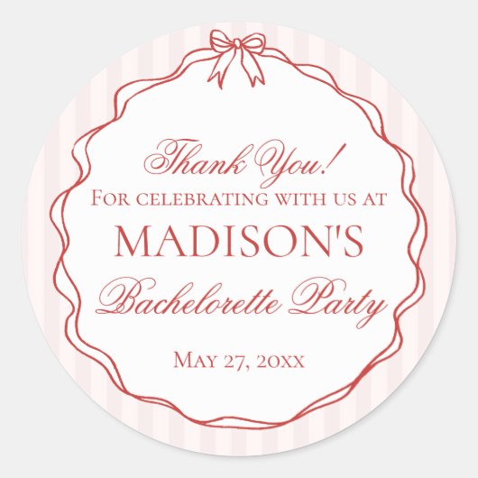 ピンク＆レッドの下着 バチェロレッテパーティーの景品 ラウンドシール (正面)