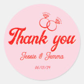 ピンク&レッドサンキュー結婚式の引き出物 ラウンドシール (正面)