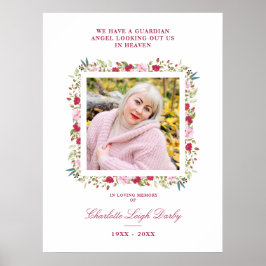 ピンク&レッドシェーズ植物体フローラガーランドフォト ポスター