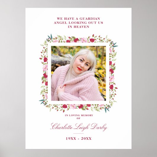 ピンク&レッドシェーズ植物体フローラガーランドフォト ポスター (正面)