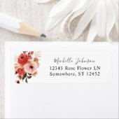 ピンク&レッドピンクフローラ差出人住所 ラベル (インサイチュ)