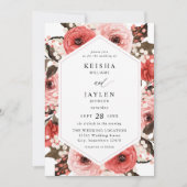 ピンク&レッドピンク結婚フローラの2 招待状 (正面)