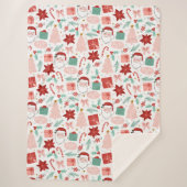 ピンク&レッドフェスティバルホリデークリスマス シェルパブランケット (正面)