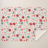 ピンク&レッドフェスティバルホリデークリスマス シェルパブランケット (正面(横))