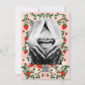 ピンク&レッドフローラつる植物イチゴ赤ちゃんシャワー 招待状 (裏面)