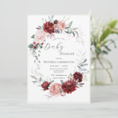 ピンク&レッドフローラベビーガールモダンベビーシャワー 招待状 (スタンド正面)