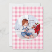 ピンク&レッドベリーの最初の誕生日パーティーへの招待 招待状 (裏面)