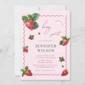 ピンク&レッドベリースイートストロベリーベビーシャワー 招待状 (正面)