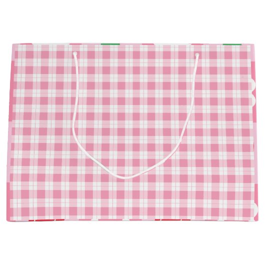 ピンク&レッドベリーファースト誕生日パーティー ラージペーパーバッグ (正面)