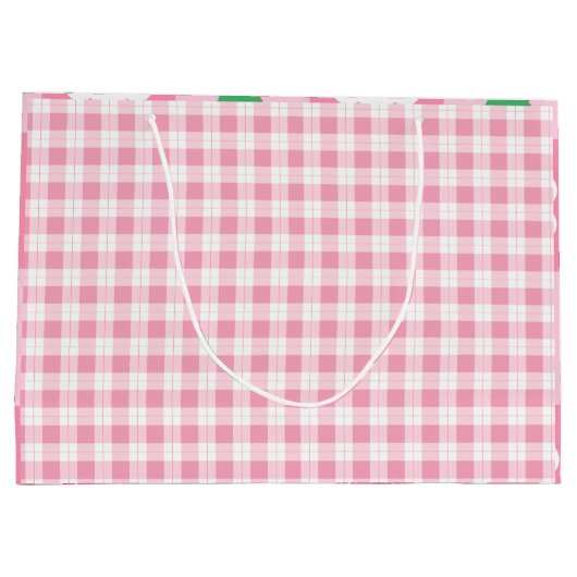 ピンク&レッドベリーファースト誕生日パーティー ラージペーパーバッグ (裏面)