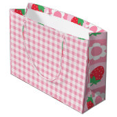 ピンク&レッドベリーファースト誕生日パーティー ラージペーパーバッグ (裏面アングル)