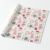ピンク&レッドホリデークリスマスラッピング紙 ラッピングペーパー (アンロールド)
