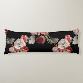 ピンク&レッドポピーのパターンカスタム ボディピロー