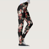 ピンク&レッドポピーのパターンカスタム レギンス (右)